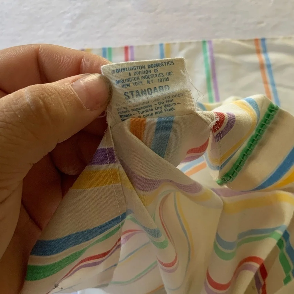 Vtg Burlington Caress Rainbow Stripe Pillowcase